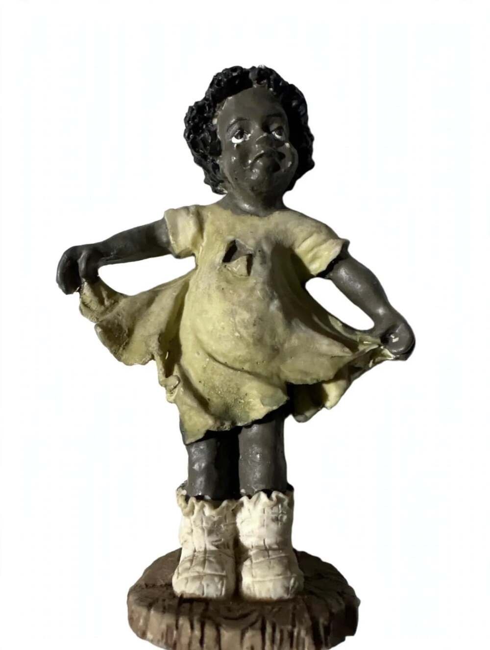 Vintage African American Little Girl Figurine Holding Dress
